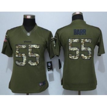 Women's Minnesota Vikings #55 Anthony Barr Green Salute to Service NFL Nike Limited Jersey