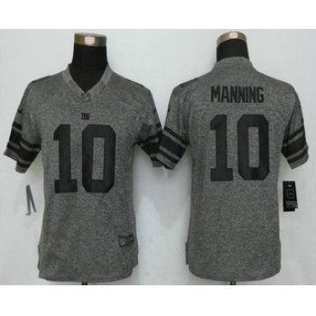 Women's New York Giants #10 Eli Manning Nike Gray Gridiron NFL Gray Limited Jersey