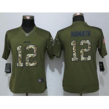 Women's New York Jets #12 Joe Namath Retired Player Green Salute to Service NFL Nike Limited Jersey