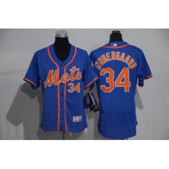 Women's New York Mets #34 Noah Syndergaard Blue With Orange 2016 Flexbase Stitched Baseball Jersey