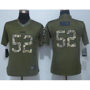 Women's Oakland Raiders #52 Khalil Mack Green Salute to Service NFL Nike Limited Jersey