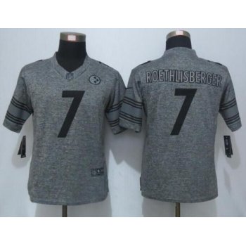 Women's Pittsburgh Steelers #7 Ben Roethlisberger Gray Gridiron Nike NFL Limited Jersey