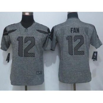 Women's Seattle Seahawks #12 Fan Gray Gridiron Nike NFL Limited Jersey