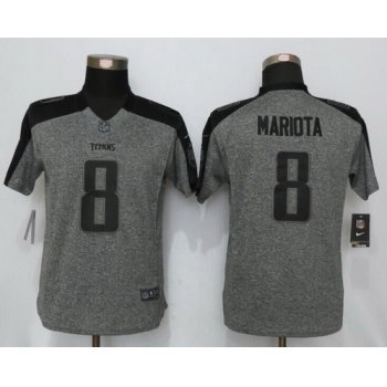 Women's Tennessee Titans #8 Marcus Mariota Gray Gridiron Stitched NFL Nike Limited Jersey