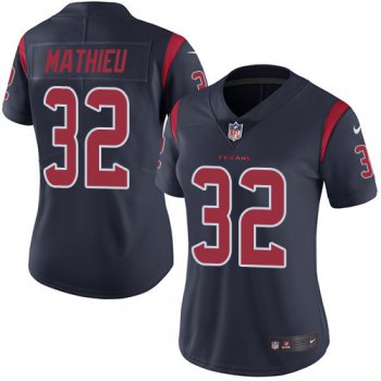Nike Texans #32 Tyrann Mathieu Navy Blue Women's Stitched NFL Limited Rush Jersey
