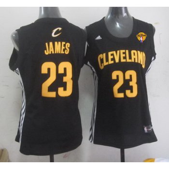 Women's Cleveland Cavaliers #23 LeBron James Black Fashion 2016 The NBA Finals Patch Jersey