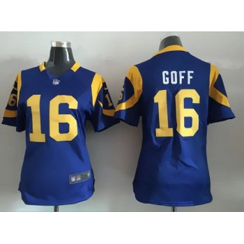 Women's Los Angeles Rams #16 Jared Goff Royal Blue Alternate NFL Nike Game Jersey