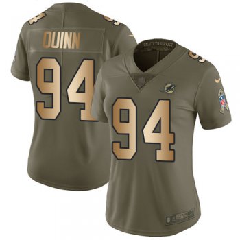Nike Dolphins #94 Robert Quinn Olive Gold Women's Stitched NFL Limited 2017 Salute to Service Jersey