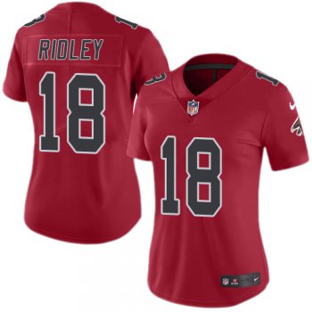 Nike Falcons #18 Calvin Ridley Red Women's Stitched NFL Limited Rush Jersey