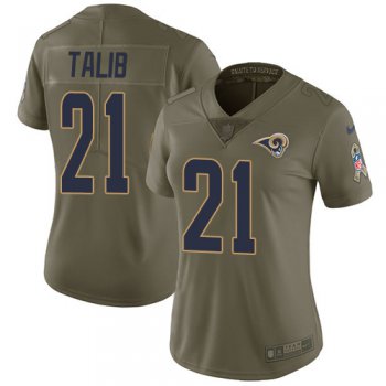 Nike Rams #21 Aqib Talib Olive Women's Stitched NFL Limited 2017 Salute to Service Jersey
