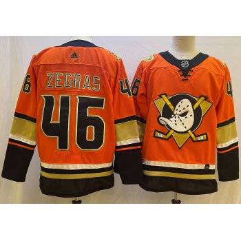Big Size Men's Anaheim Ducks #46 Trevor Zegras Orange Authentic Adidas Jersey
