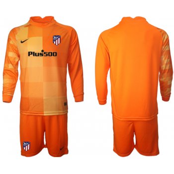 Men 2021-2022 Club Atletico Madrid orange red goalkeeper Long Sleeve blank Soccer Jersey