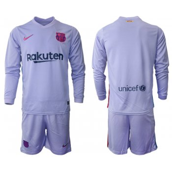 Men 2021-2022 Club Barcelona Second away purple Long Sleeve blank Soccer Jersey