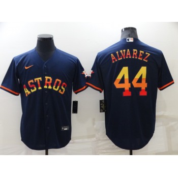 Men's Houston Astros #44 Yordan Alvarez Navy Blue Rainbow Stitched MLB Cool Base Nike Jersey