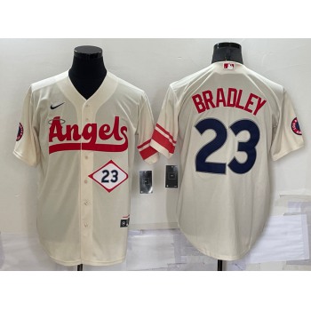 Men's Los Angeles Angels #23 Archie Bradley Number Cream 2022 City Connect Cool Base Stitched Jersey