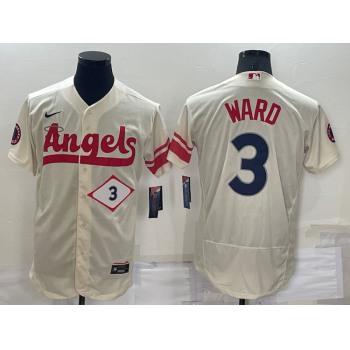 Men's Los Angeles Angels #3 Taylor Ward Number Cream 2022 City Connect Flex Base Stitched Jersey