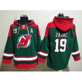Men's New Jersey Devils #19 Travis Zajac Green Ageless Must-Have Lace-Up Pullover Hoodie