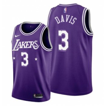 Men's Purple Los Angeles Lakers #3 Anthony Davis 2021-22 City Edition Stitched Jersey