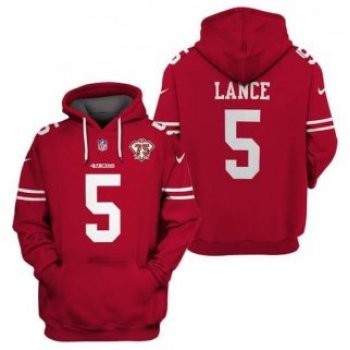 Men's San Francisco 49ers #5 Trey Lance 2021 75th Anniversary Alternate Pullover Hoodie