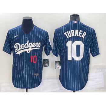 Men's Los Angeles Dodgers Blank Number Red Navy Blue Pinstripe Stitched MLB Cool Base Nike Jersey