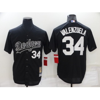 Men's Los Angeles Dodgers #34 Fernando Valenzuela Black Cooperstown Collection Cool Base Stitched Nike Jersey