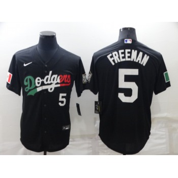 Men's Los Angeles Dodgers #5 Freddie Freeman Black Mexico 2020 World Series Cool Base Nike Jersey