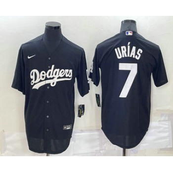 Men's Los Angeles Dodgers #7 Julio Urias Black Turn Back The Clock Stitched Cool Base Jersey