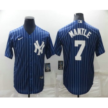 Men's New York Yankees #7 Mickey Mantle Navy Blue Pinstripe Stitched MLB Cool Base Nike Jersey