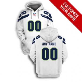 Men's Seattle Seahawks Active Player White Custom 2021 Pullover Hoodie