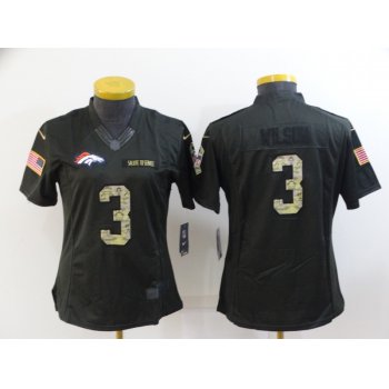 Women's Denver Broncos #3 Russell Wilson Black Anthracite Salute To Service Stitched NFL Nike Limited Jersey
