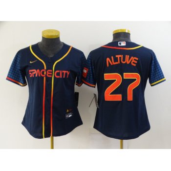 Women's Houston Astros #27 Jose Altuve 2022 Navy Blue City Connect Cool Base Stitched Jersey