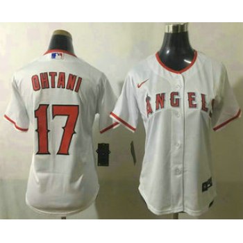 Women's Los Angeles Angels #17 Shohei Ohtani White Home Stitched MLB Cool Base Nike Jersey