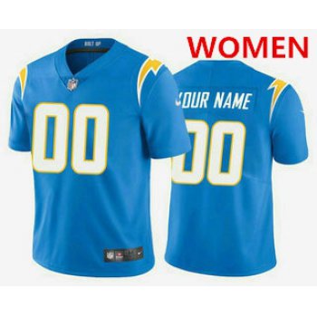 Women's Los Angeles Chargers Customized Electric 2020 New Blue Vapor Untouchable Stitched Limited Jersey