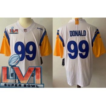 Women's Los Angeles Rams #99 Aaron Donald Limited White Alternate 2022 Super Bowl LVI Bound Vapor Jersey