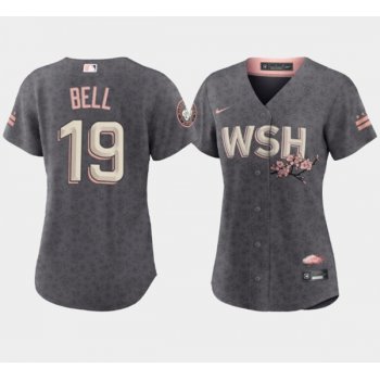 Women's Washington Nationals #19 Josh Bell 2022 Gray City Connect Cherry Blossom Stitched Jersey(Run Small)