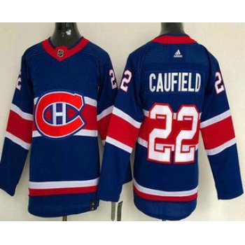 Youth Montreal Canadiens #22 Cole Caufield Blue 2021 Reverse Retro Authentic Jersey