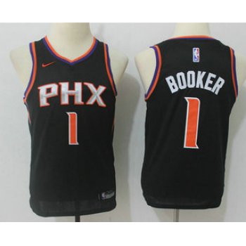 Youth Phoenix Suns #1 Devin Booker Black Nike Swingman Stitched NBA Jersey