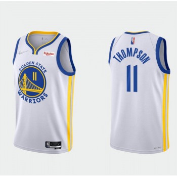 Men's Golden State Warriors #11 Klay Thompson 2022 White 75th Anniversary Stitched Jersey