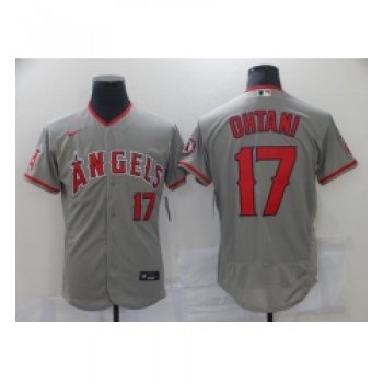Men's Los Angeles Angels of Anaheim #17 Shohei Ohtani Grey Road Flex Base Authentic Collection Jersey