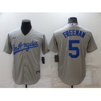 Men's Los Angeles Dodgers #5 Freddie Freeman Grey Stitched MLB Cool Base Nike Jersey