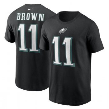 Men's Philadelphia Eagles #11 A. J. Brown 2022 Black Name & Number T-Shirt