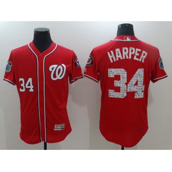 Men Washington Nationals #34 Harper Red Spring Edition Elite 2022 MLB Jersey