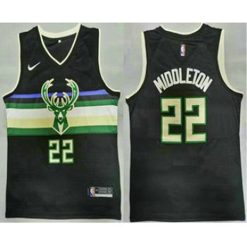 Men's Milwaukee Bucks #22 Khris Middleton Black 2021 Nike Swingman Stitched Jersey