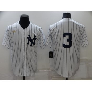 Men's New York Yankees #3 Babe Ruth No Name White Throwback Stitched MLB Cool Base Nike Jersey