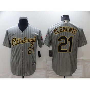 Men's Pittsburgh Pirates #21 Roberto Clemente Dark Grey Cool Base Stitched Jersey
