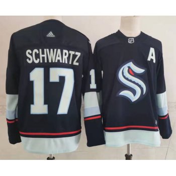 Men's Seattle Kraken #17 Jaden Schwartz Navy Blue Adidas Stitched NHL Jersey