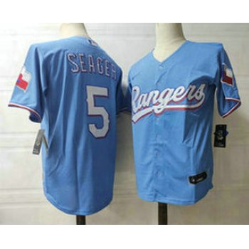 Men's Texas Rangers #5 Corey Seager Light Blue Stitched MLB Cool Base Nike Jersey