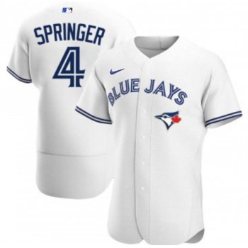 Men's Toronto Blue Jays #4 George Springer White Flex Base Stitched Jersey