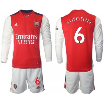 Men 2021-2022 Club Arsenal home red Long Sleeve 6 Soccer Jersey