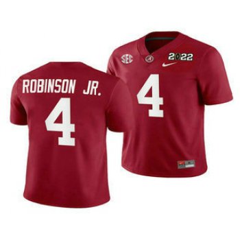Men's Alabama Crimson Tide #4 Brian Robinson Jr 2022 Patch Red College Football Stitched Jersey